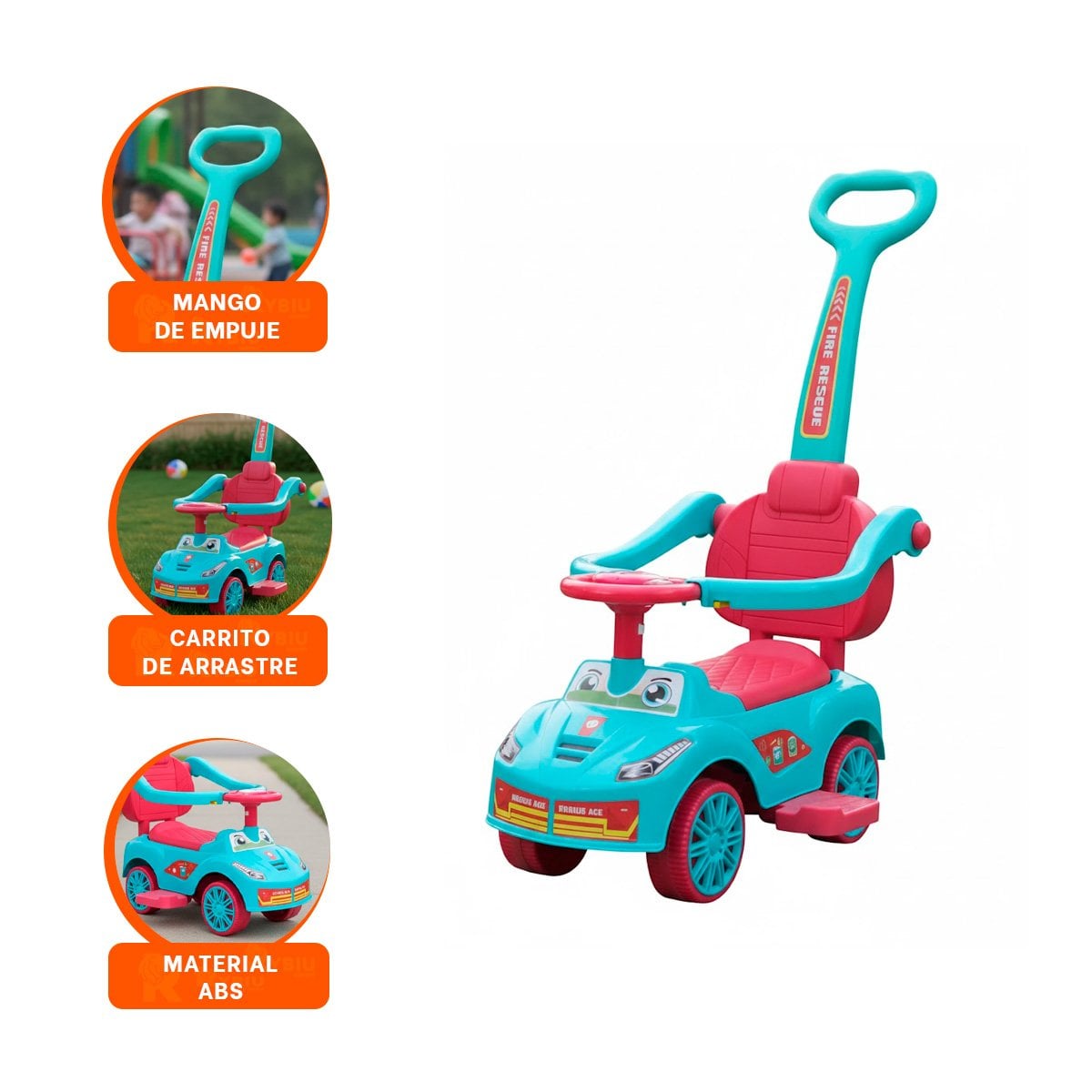 VEHICULO DE JUEGO PARA NINO CON SISTEMA DE EMPUJE MANUAL Y+LIGAS REGALO - 3