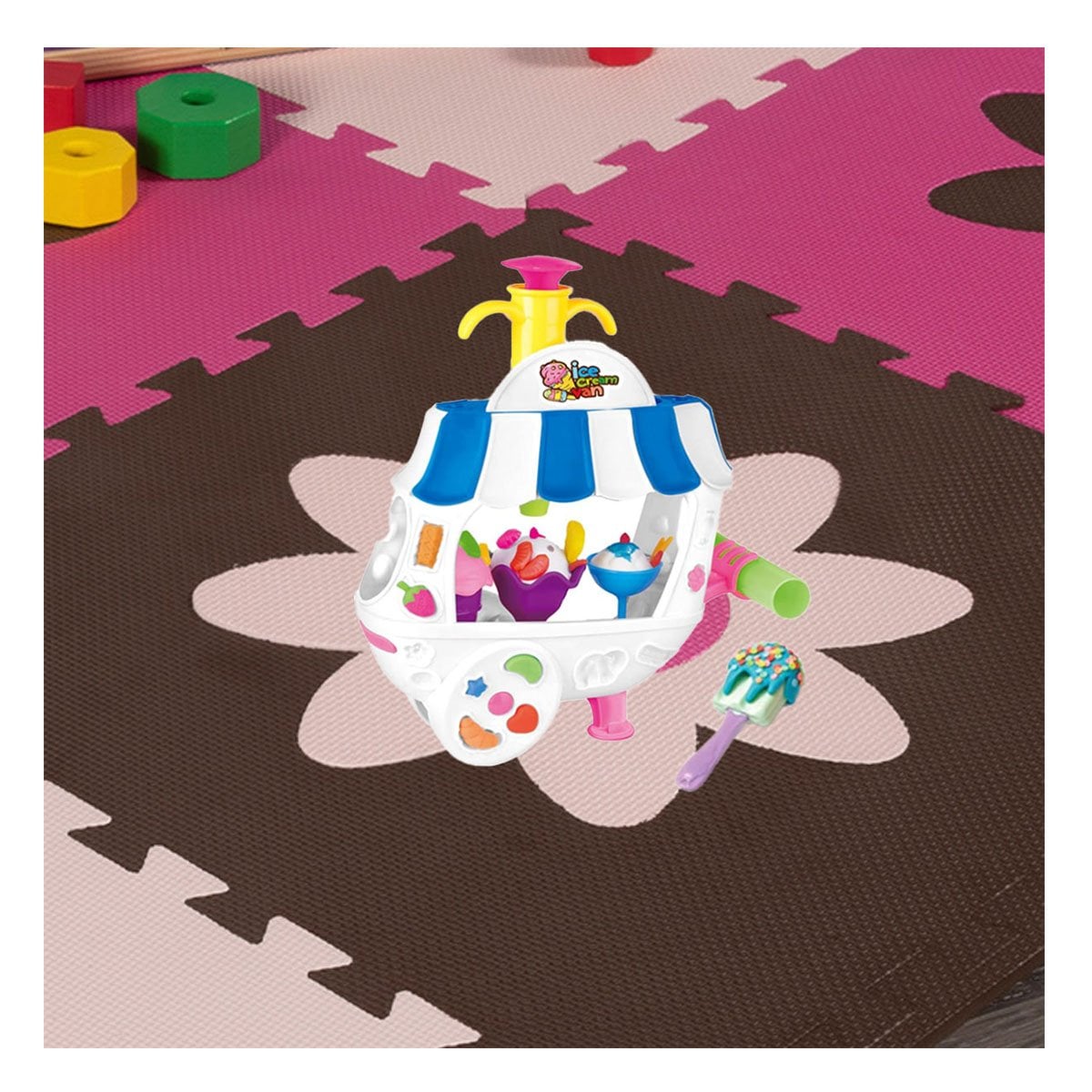 VEHICULO DE HELADOS CON PLASTILINA AZUL Y BLANCO PARA ACTIVIDADES Y+PAPEL REGALO - 2