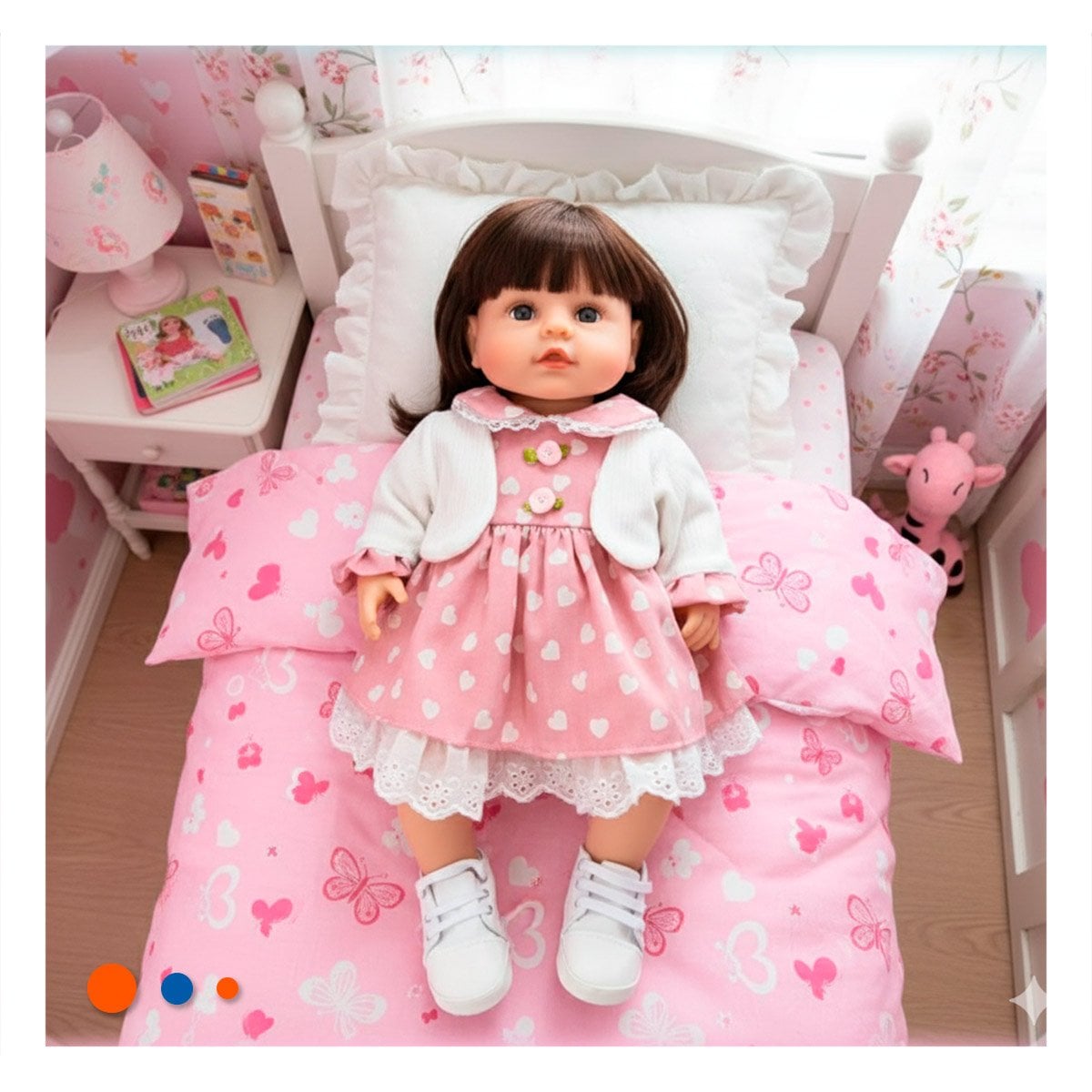 PEQUEÑA COMPAÑERA CON VESTIDO CORAZONES Y CHOMPA ROSADO EN SU DOMICILIO Y+REGALO STICKER - 2