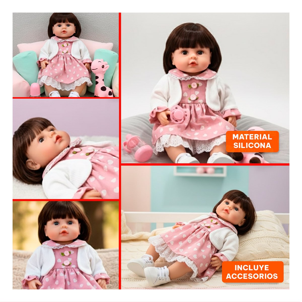 PEQUEÑA COMPAÑERA CON VESTIDO CORAZONES Y CHOMPA ROSADO MUCHA ARMONIA Y+POST IT - 1