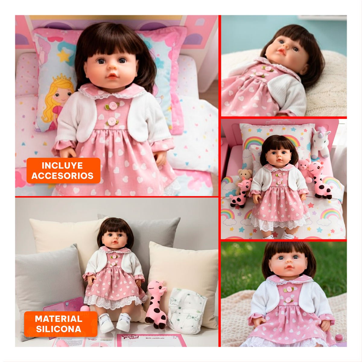 PEQUEÑA COMPAÑERA CON VESTIDO CORAZONES Y CHOMPA ROSADO MUCHA ARMONIA Y+POST IT - 5