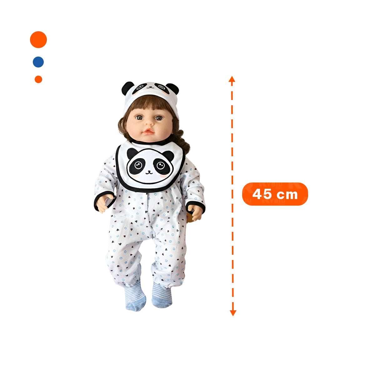 CONJUNTO BEBE BLANCO PARA RECIEN NACIDO CON CORAZONES Y GORRO PANDA 45CM - 4