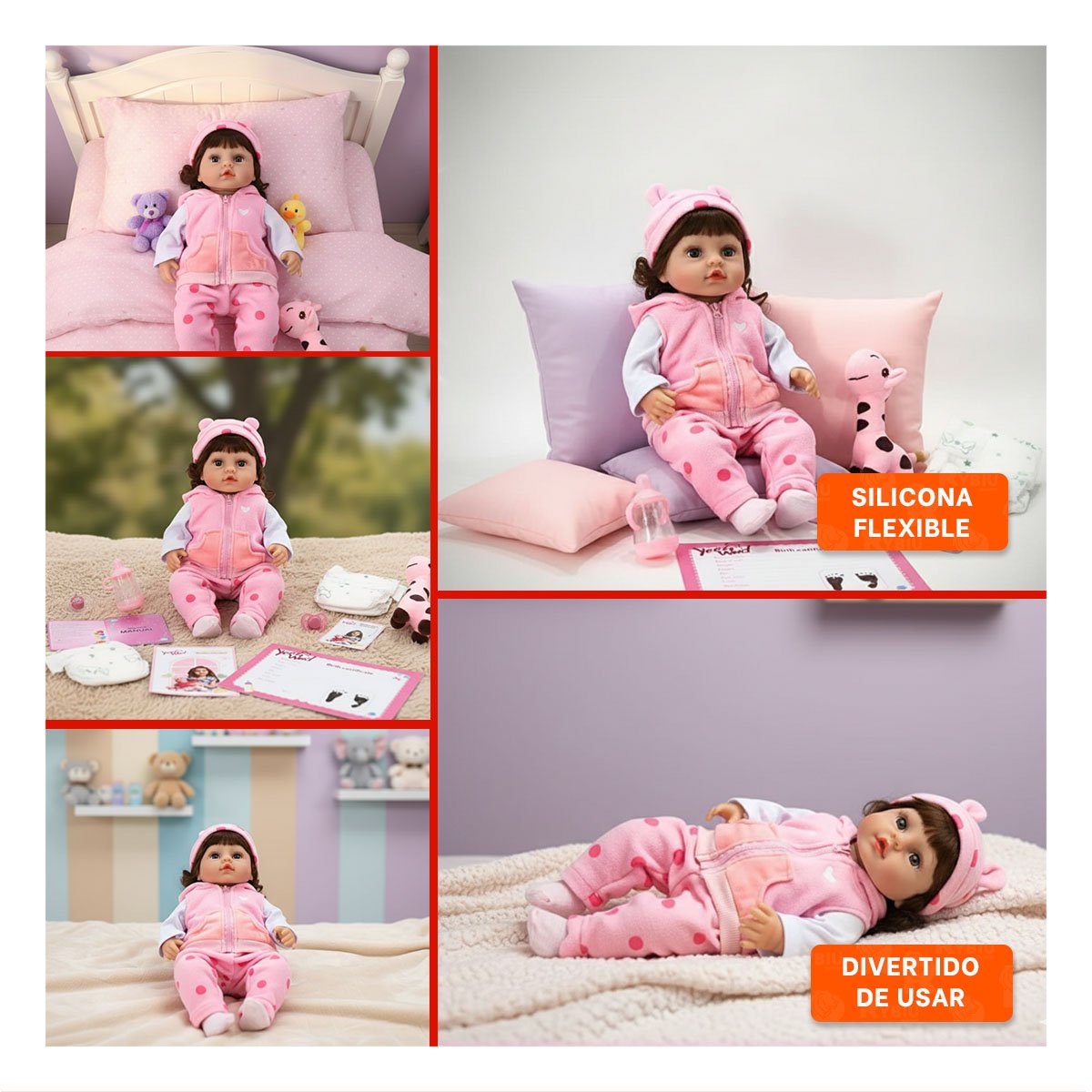 PACK2 PEQUEÑA COMPAÑERA CON CHALECO Y PANTALON PUNTOS ROSADO PARA LOS PADRES Y+PAPEL REGALO - 3