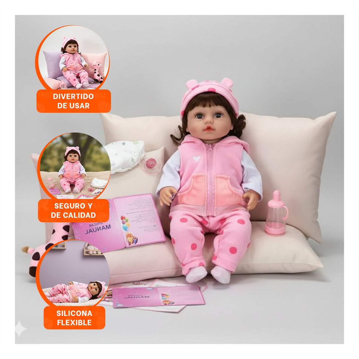 PACK2 PEQUEÑA COMPAÑERA CON CHALECO Y PANTALON PUNTOS ROSADO PARA LOS PADRES Y+PAPEL REGALO - 5