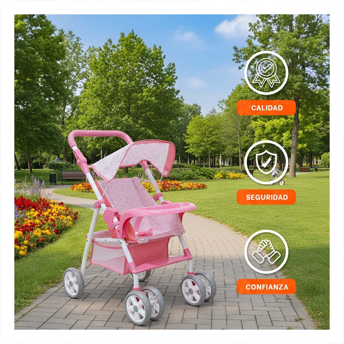 CARRO PARA BEBE DE JUGUETE PENSADO PARA JUEGO CREATIVO 68CM Y+LIGAS REGALO - 2