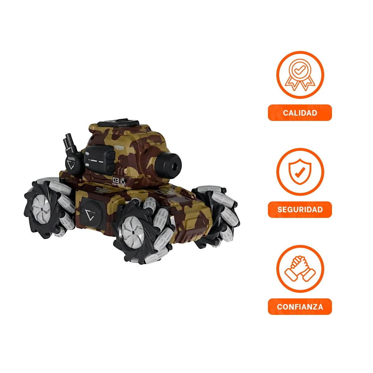 VEHICULO CON CONTROL REMOTO DISPARA BOLAS DE HIDROGEL PARA JUEGO DE COMBATE EN ESTILO MILITAR - 3