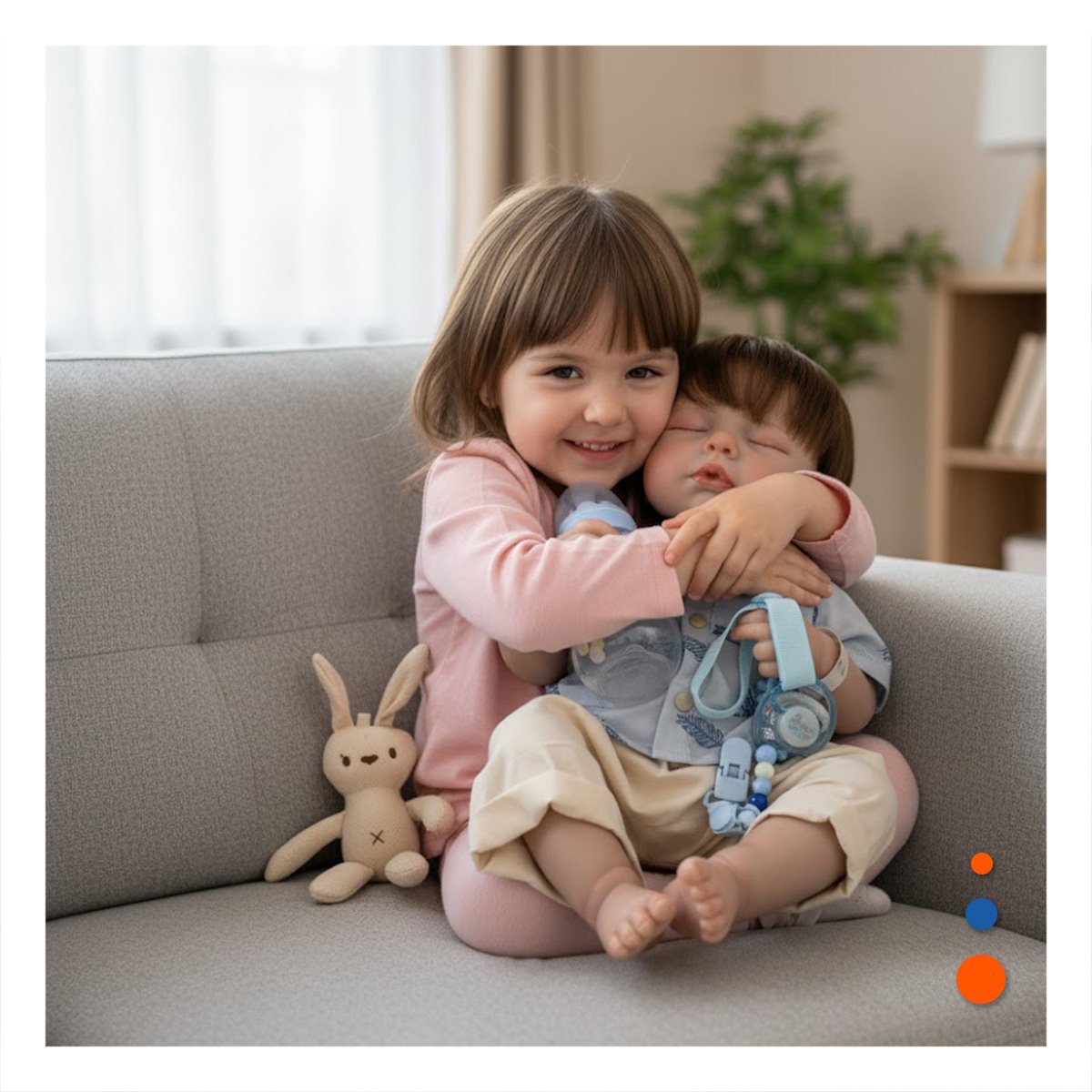 PEQUEÑO COMPAÑERO 48CM CON CAMISA HOJAS CELESTE Y BEIGE PARA LOS HIJOS Y+LIGAS REGALO - 1