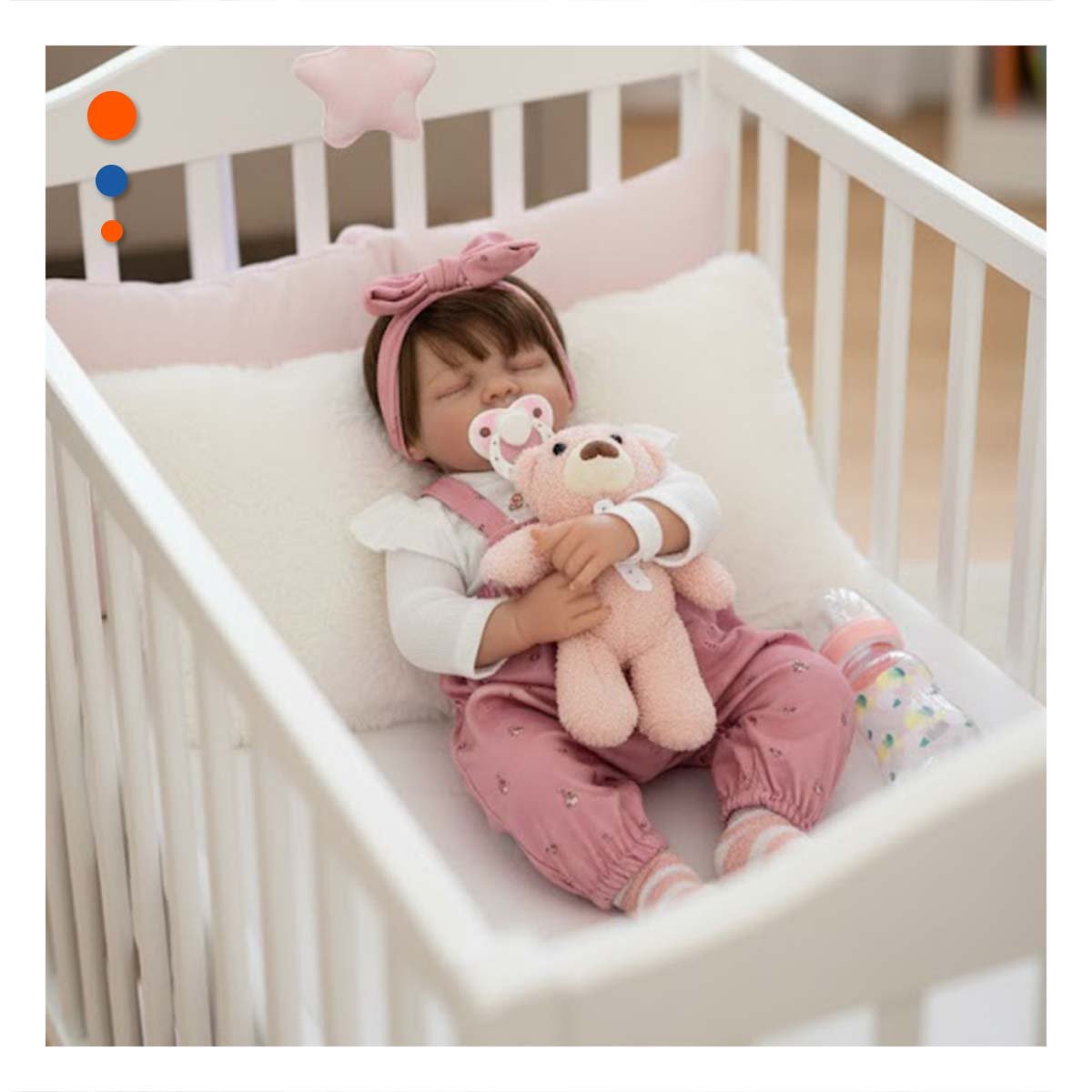 PACK2 PEQUEÑA COMPAÑERA 48CM CON PANTALON FLORCITAS Y LAZO ROSADO PARA RECREO SANO - 2
