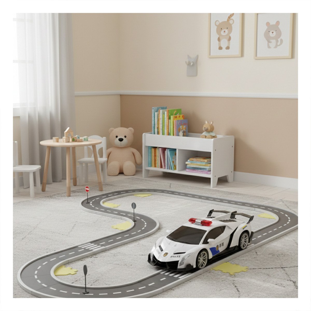 VEHICULO POLICIA CON CONTROL MANUAL PARA JUEGO DIARIO EN BLANCO Y AZUL 20X47X13CM Y+POST IT - 3