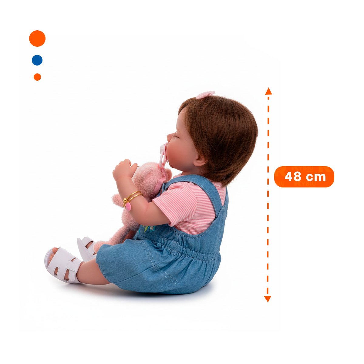 MUÑECA REALISTA 48CM CON OVEROL ROSADO Y CELESTE CON DETALLES DE CALIDAD - 4