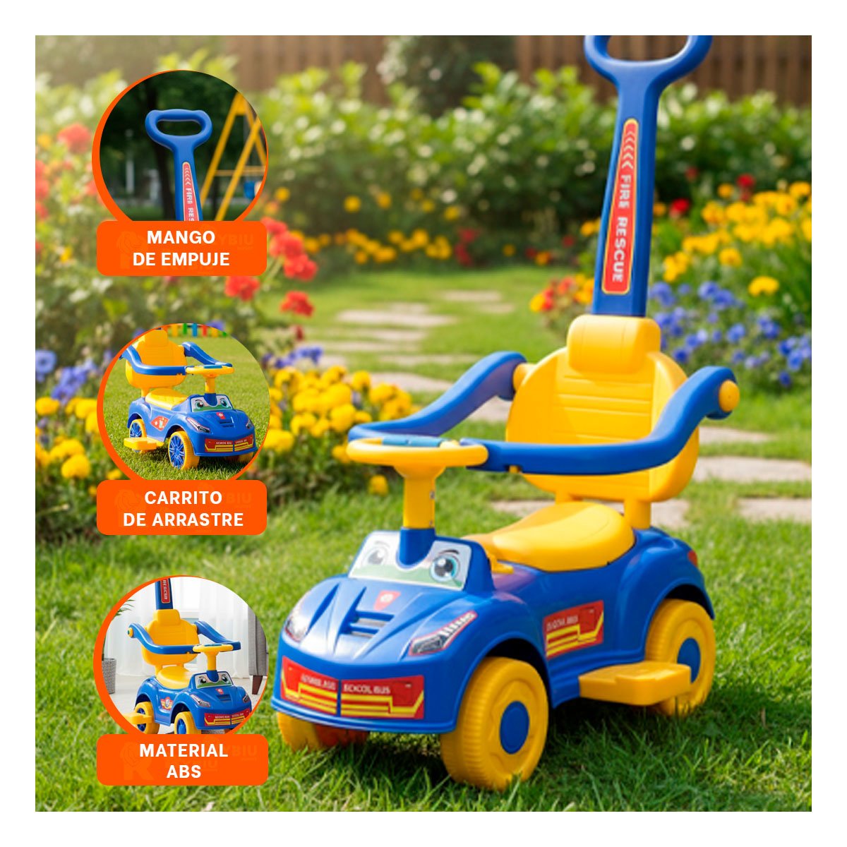 PACK2 JUEGO INFANTIL DE ARRASTRE CON MANGO DE EMPUJE PARA NINO Y+REGALO STICKER - 5