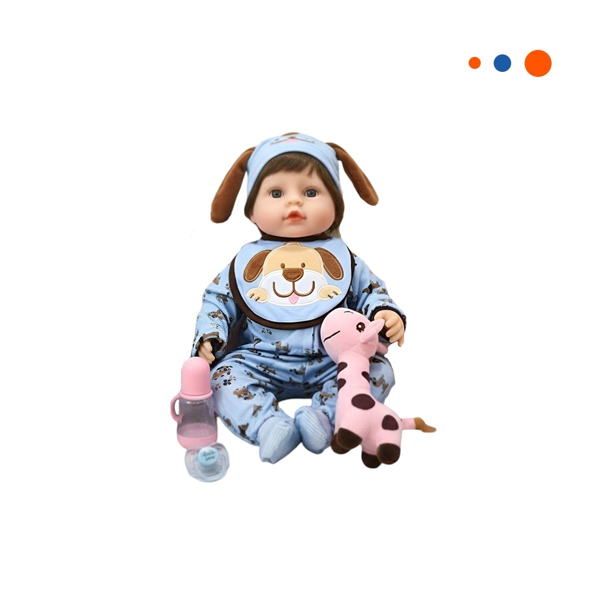 ROPA BEBE CELESTE CON GORRO PERRO BABERO Y ESTILO CORAZONES Y+REGALO STICKER - 3