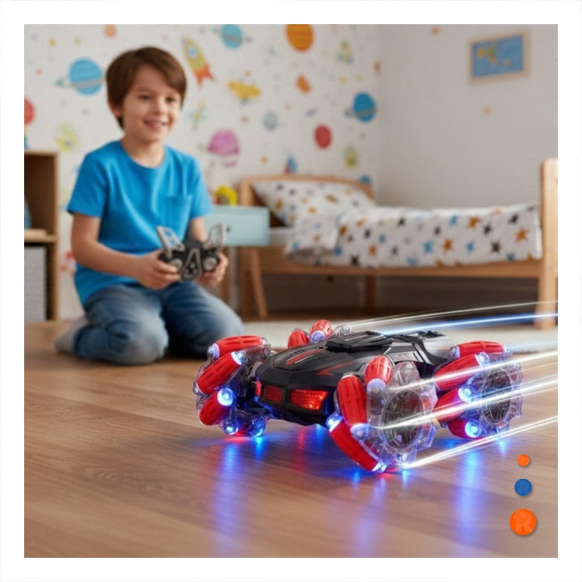 PACK4 JUGUETE CON RUEDAS GIRATORIAS Y CONTROL REMOTO PARA DIVERSION DINAMICA Y+PAPEL REGALO - 5