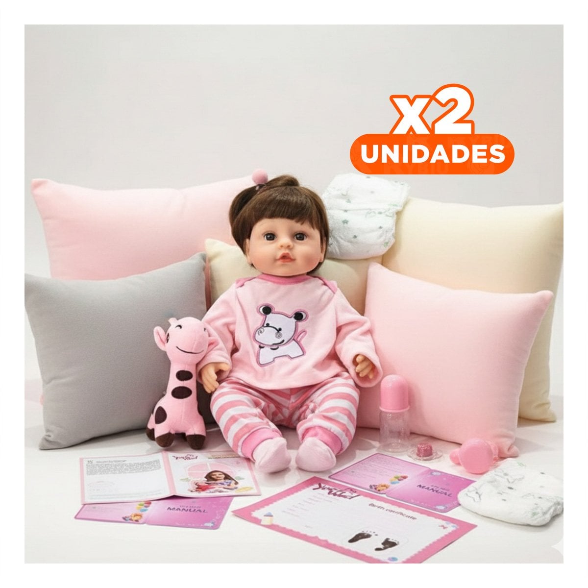 PACK2 CONJUNTO ROSADO BEBE HIPO CON PANTALON A RAYAS PARA USO DIARIO Y+REGALO STICKER - 1