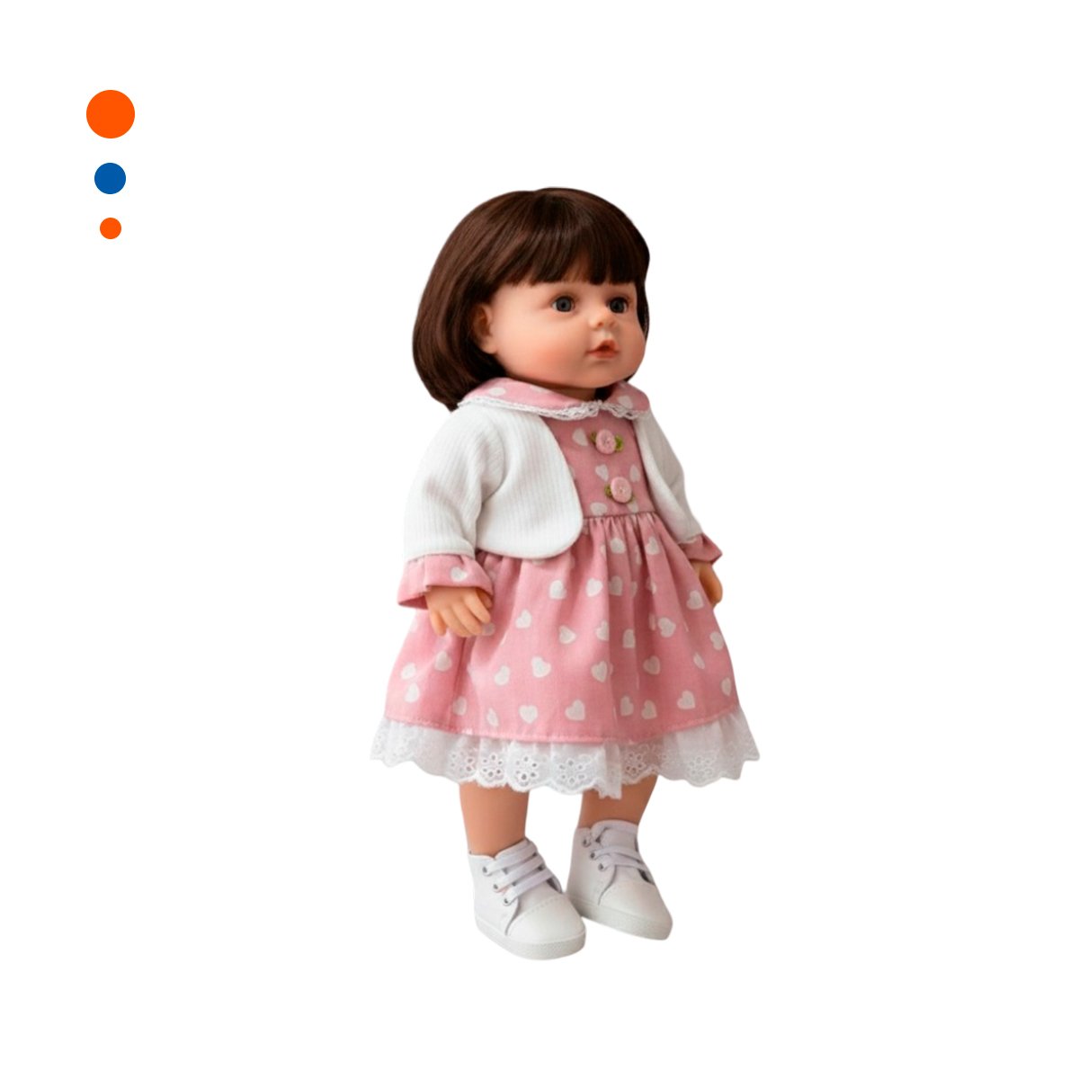 MUÑECA REALISTA CON VESTIDO CORAZONES Y CHOMPA ROSADO CALIDAD EN SU CASA Y+PAPEL REGALO - 1