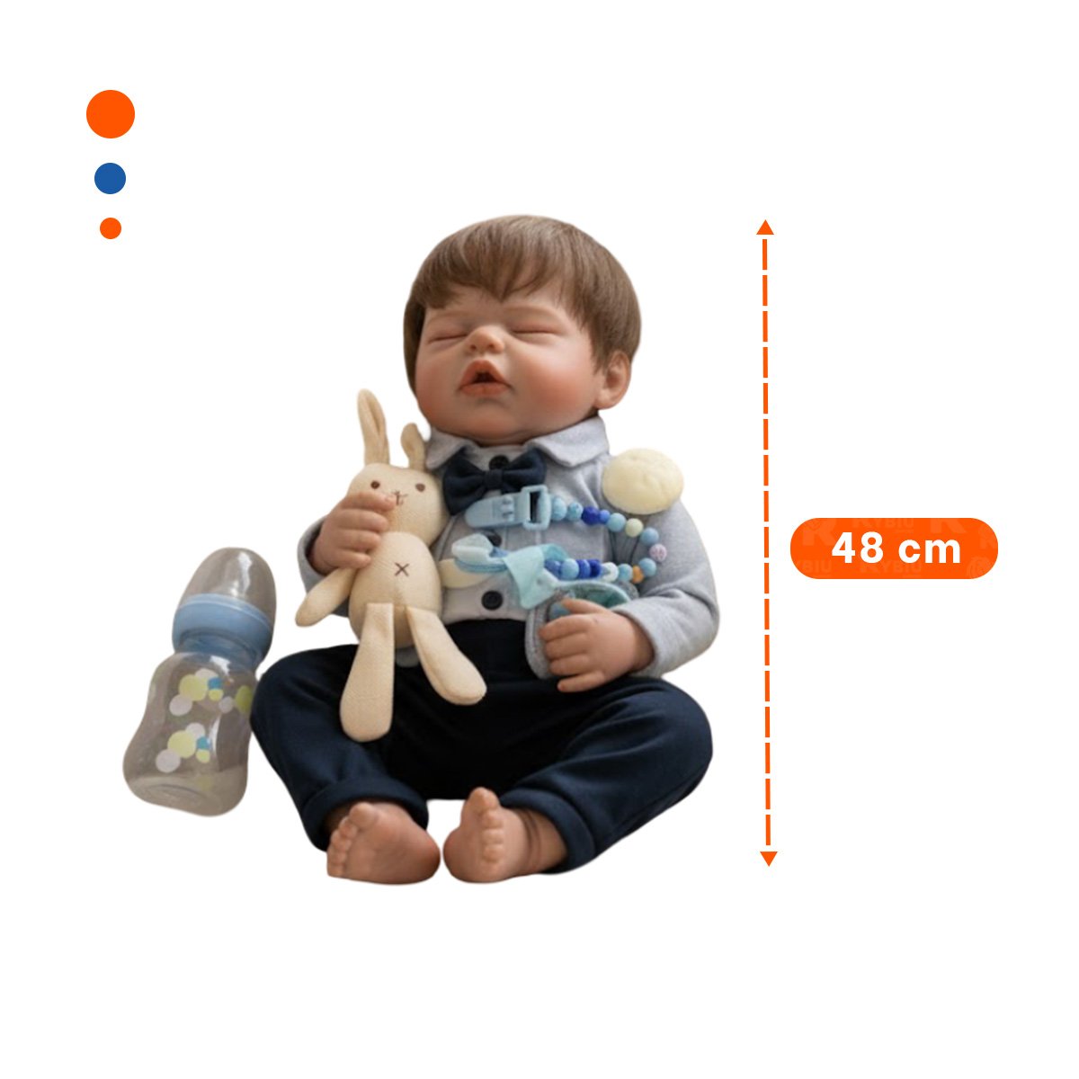 PACK2 PEQUEÑO COMPAÑERO 48CM CON ROPA FORMAL PLOMO Y AZUL NOCHE PARA PADRES Y+PAPEL REGALO - 4