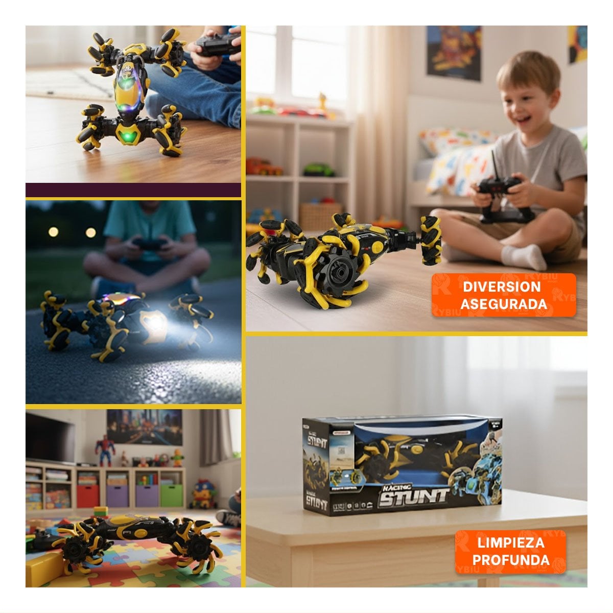 CARRO ACROBATICO INTERACTIVO PARA DIVERSION ACTIVA CON CONTROL REMOTO EN AMARILLO Y+POST IT - 1