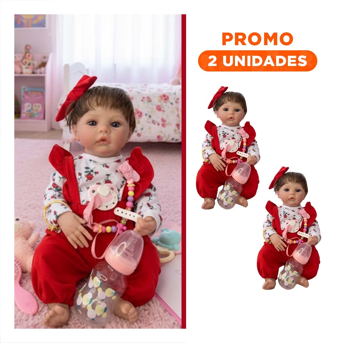 PACK2 PEQUEÑA COMPAÑERA CON POLO FLORES Y LAZO ROJO PARA UN RECREO MUY SALUDABLE - 1