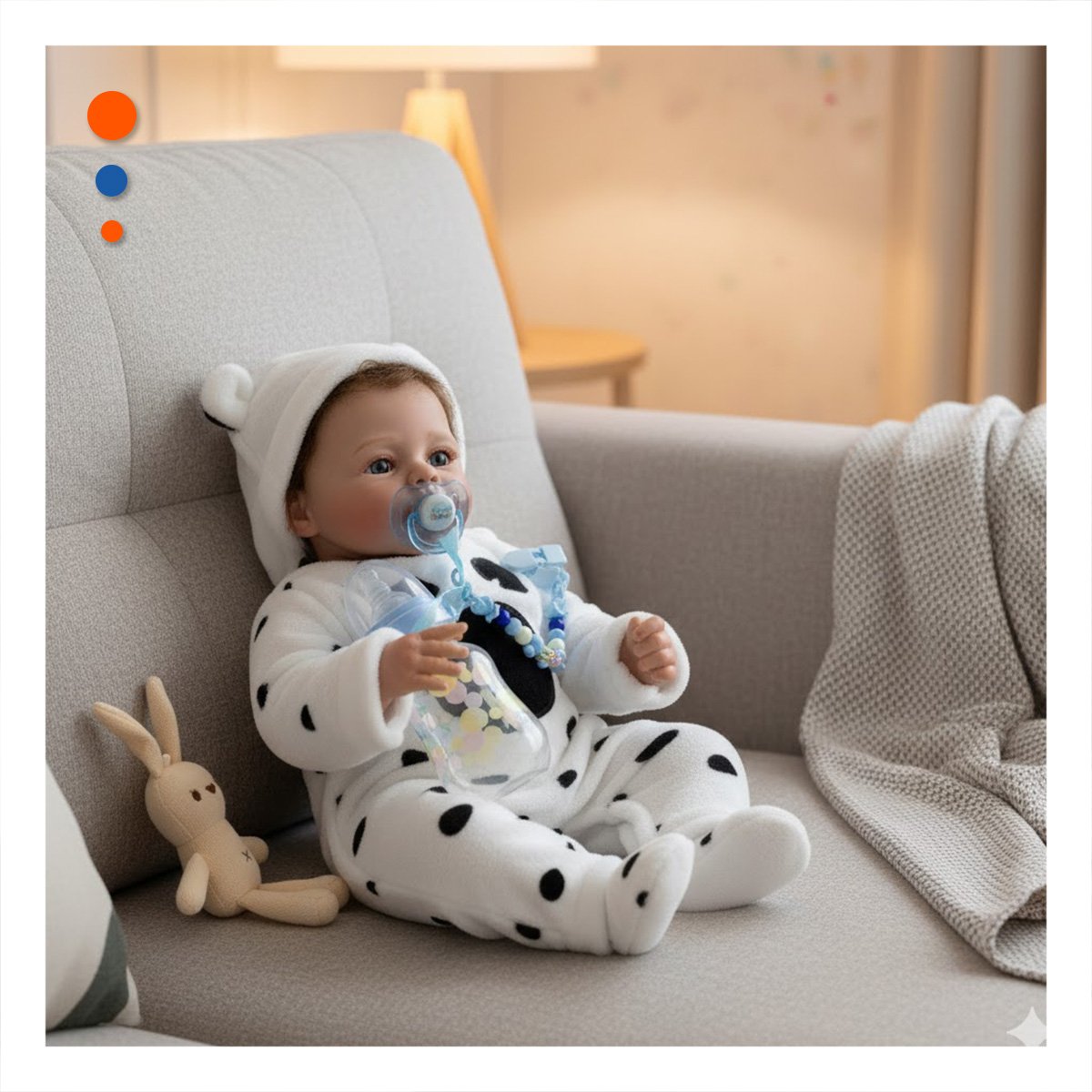 MUÑECO REALISTA 48CM CON CHOMPA PERRITO BLANCO DE CALIDAD EN SU CASA Y+PAPEL REGALO - 2