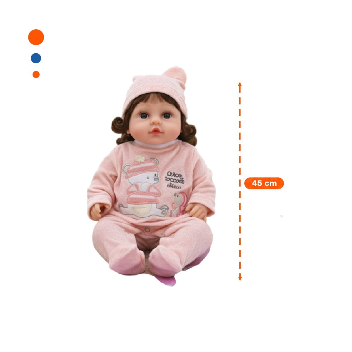 PACK2 BEBE MUNECA YESSY CON ENTERIZO OSITO ROSADO Y GORRO DE JUEGO Y+PAPEL REGALO - 4