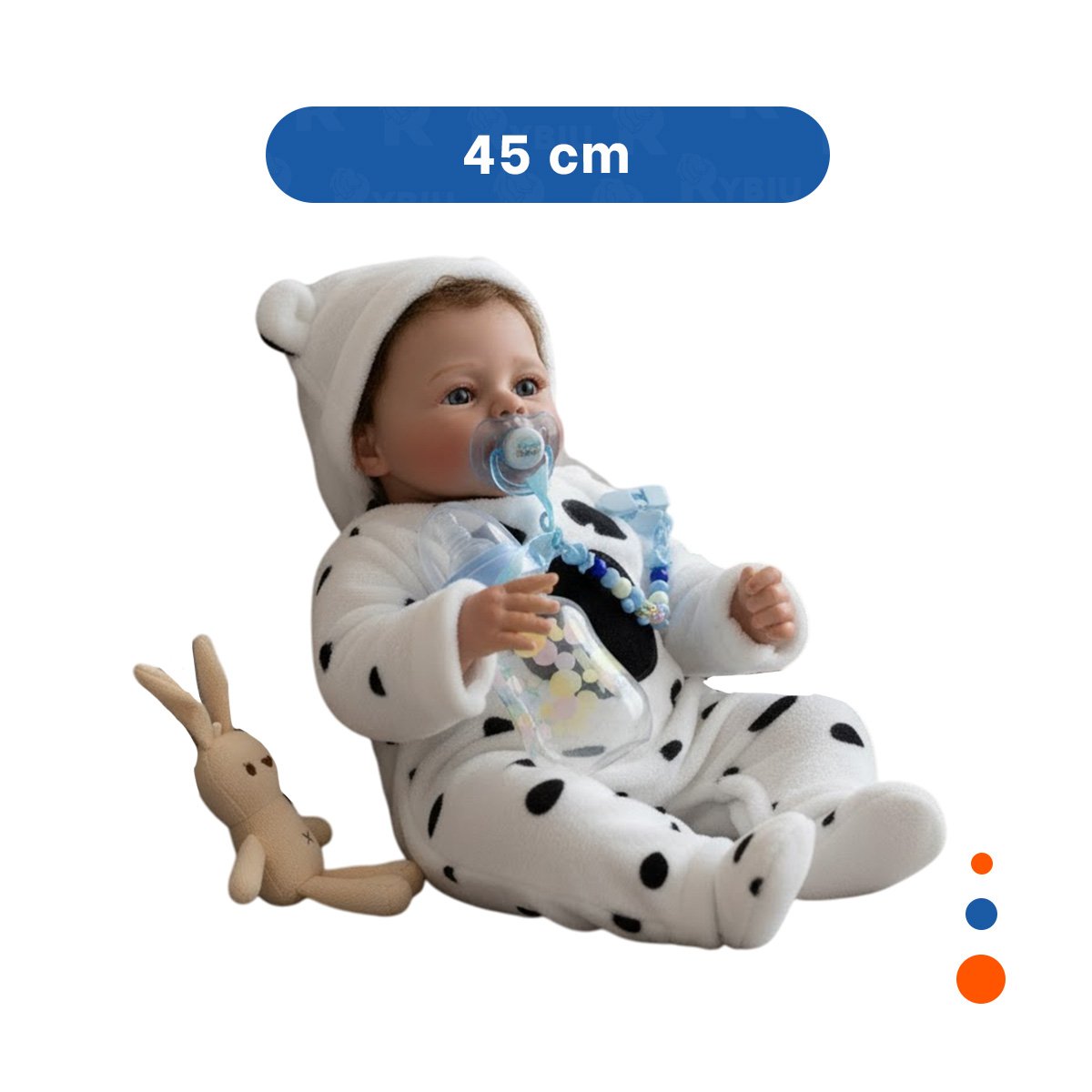 PACK2 RECIEN NACIDO SINTETICO 48CM CON CHOMPA PERRITO BLANCO EN SU CASA REAL Y+REGALO STICKER - 4