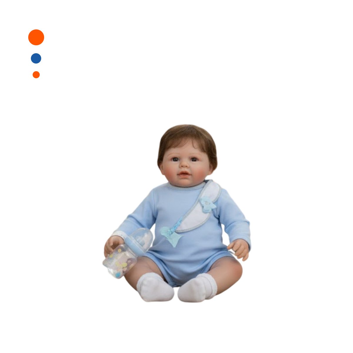 PACK2 RECIEN NACIDO SINTETICO 60CM CON PIJAMA Y BABERO CELESTE EN SU CASA REAL Y+REGALO STICKER - 2