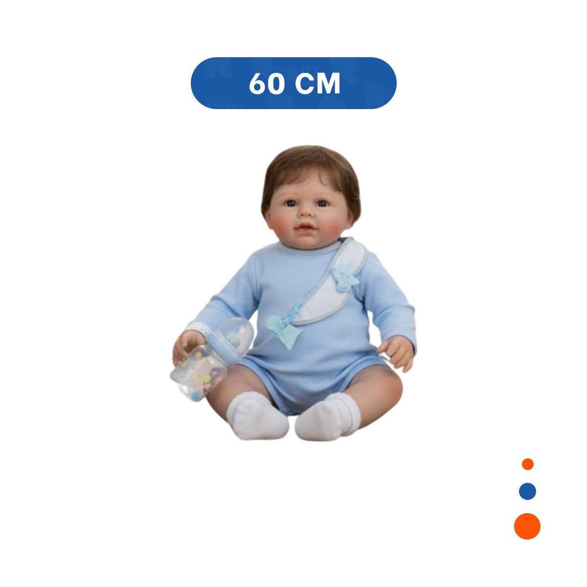 PACK2 RECIEN NACIDO SINTETICO 60CM CON PIJAMA Y BABERO CELESTE EN SU CASA REAL Y+REGALO STICKER - 4