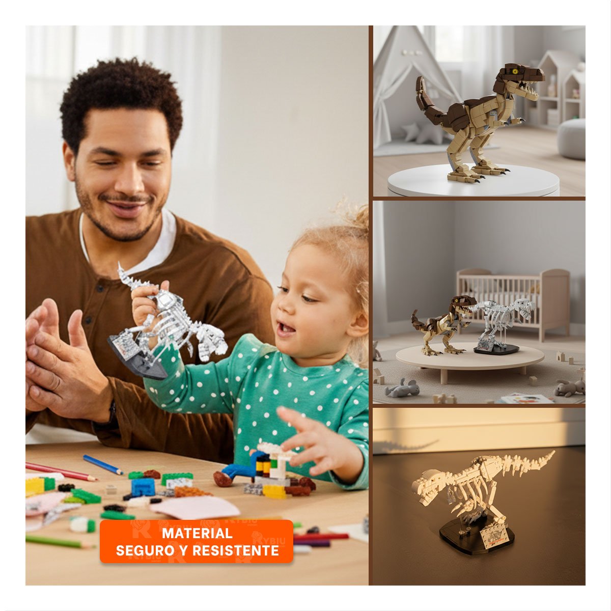 PACK4 JUEGO CREATIVO DINOSAURIO CON BLOQUES ENCAJABLES PARA DESARROLLO Y+REGALO STICKER - 2