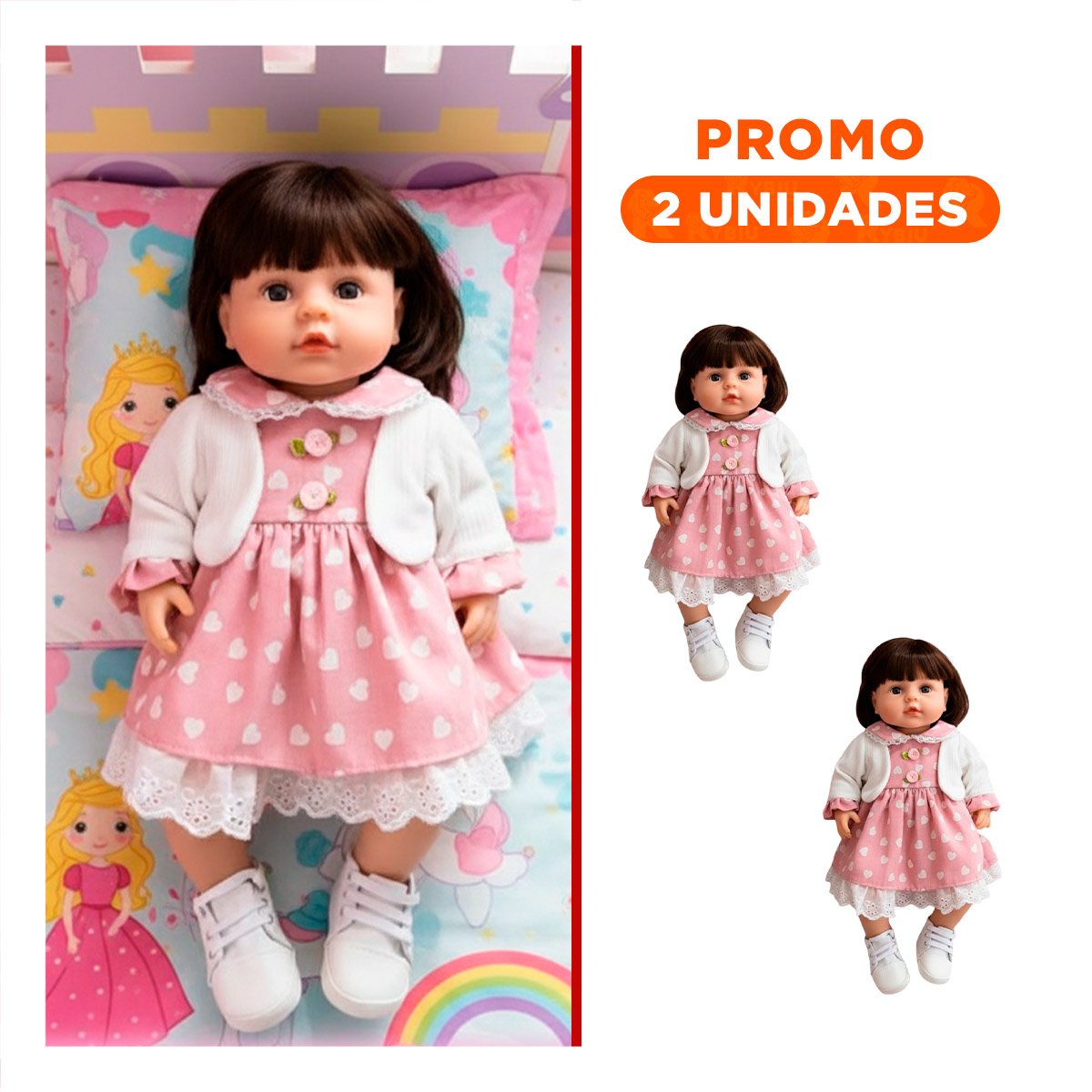 PACK2 PEQUEÑA COMPAÑERA CON VESTIDO CORAZONES Y CHOMPA ROSADO PARA RECREO SANO - 1