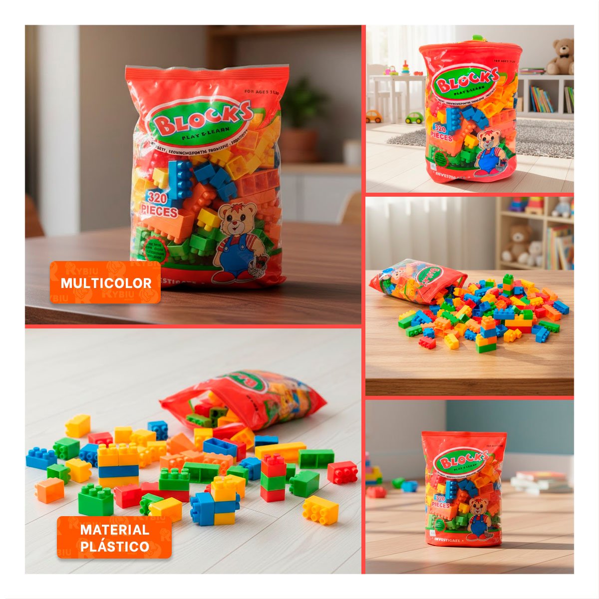 PACK4 SET MODULAR MULTICOLOR EN BOLSA PARA JUEGO DE CONSTRUCCION EN HOGAR Y+REGALO STICKER - 2