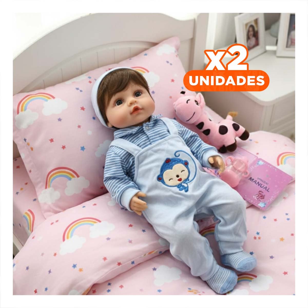PACK2 JARDINERA BEBE CELESTE CON POLO RAYAS COMODA PARA USO DIARIO Y+REGALO STICKER - 1