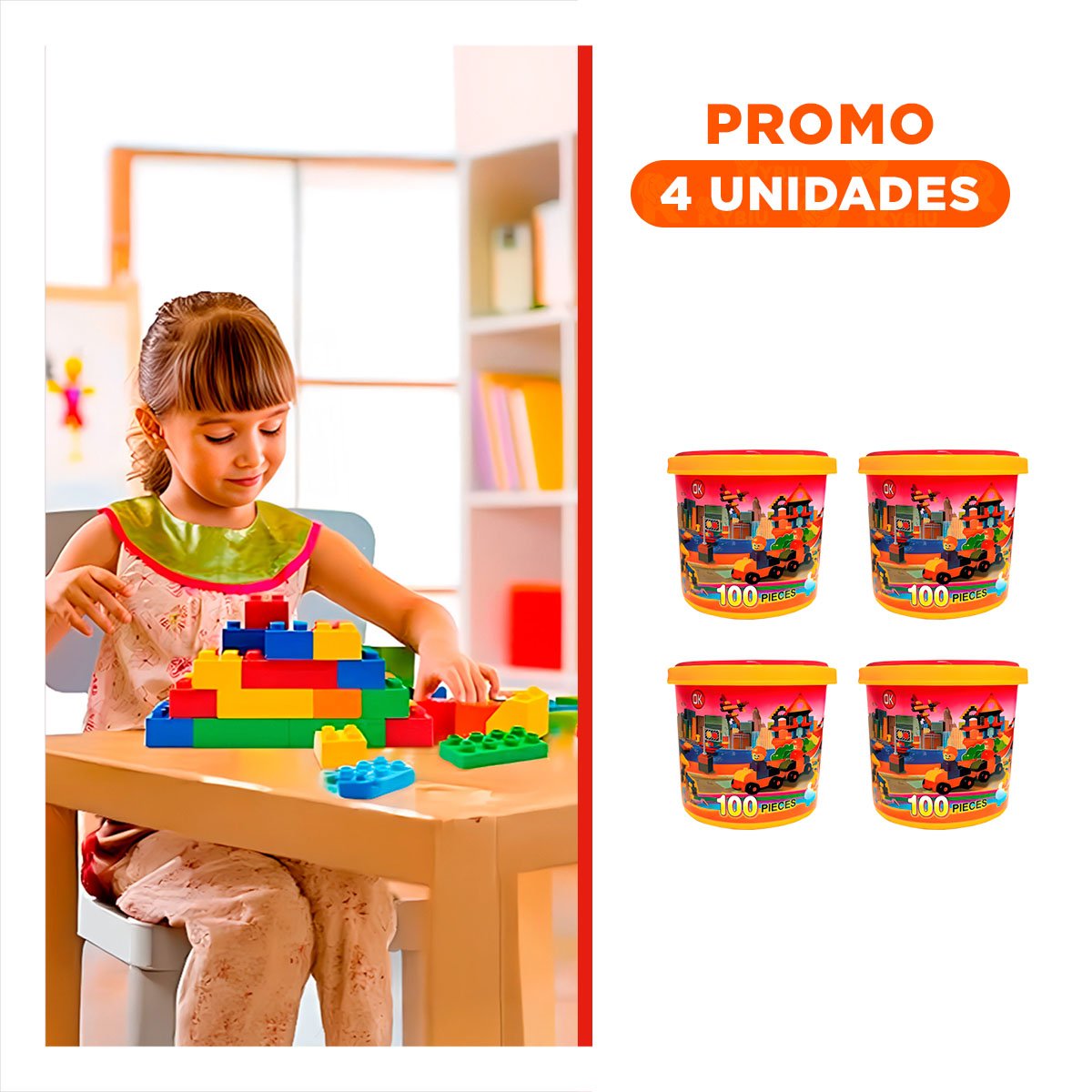 PACK4 JUEGO CREATIVO MULTICOLOR PARA JUEGO DIDACTICO HOGAR CON BALDE PRACTICO Y+REGALO STICKER - 1