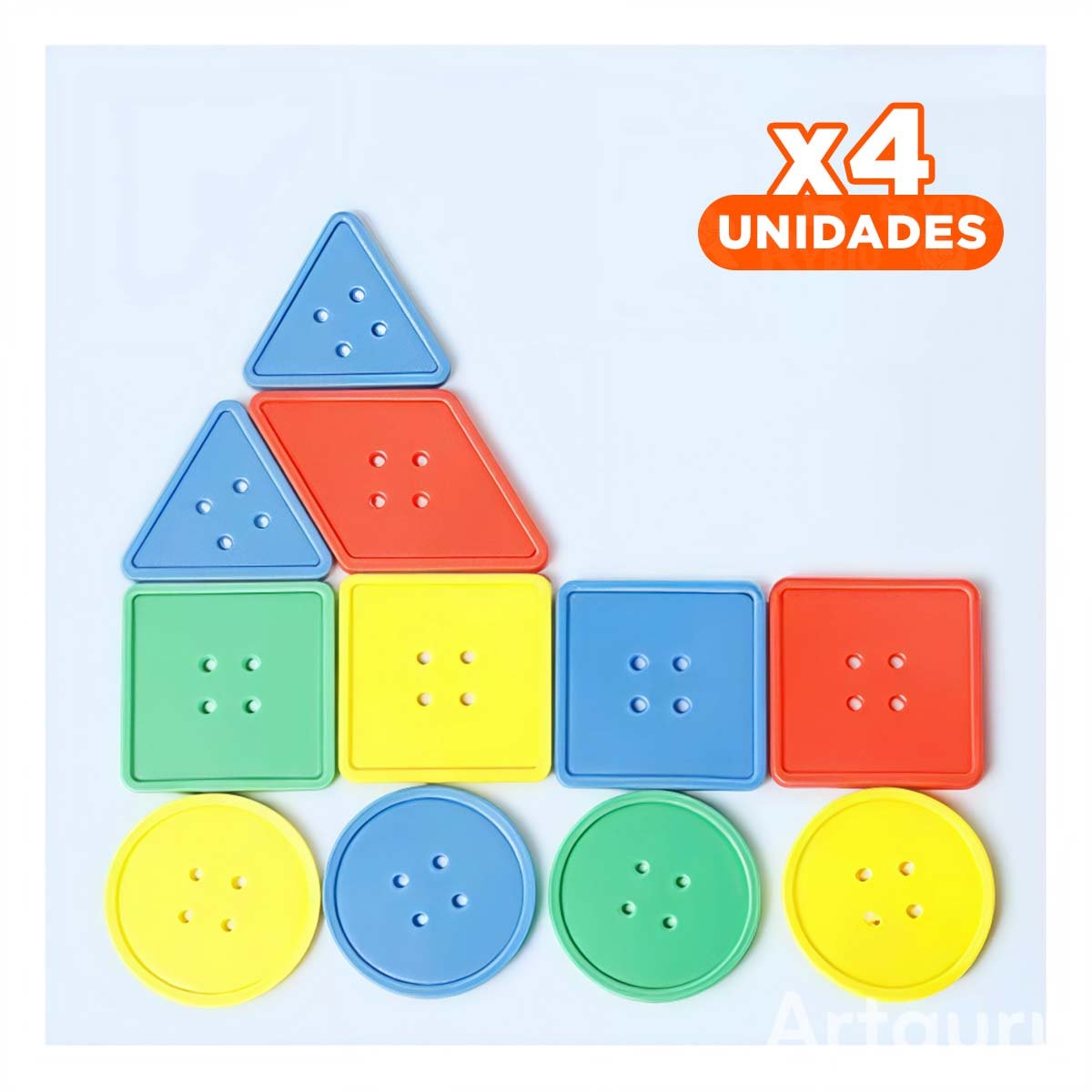 PACK4 KIT ESCOLAR DE BOTONES CON FORMAS GEOMETRICAS PARA JUEGO GUIADO - 1