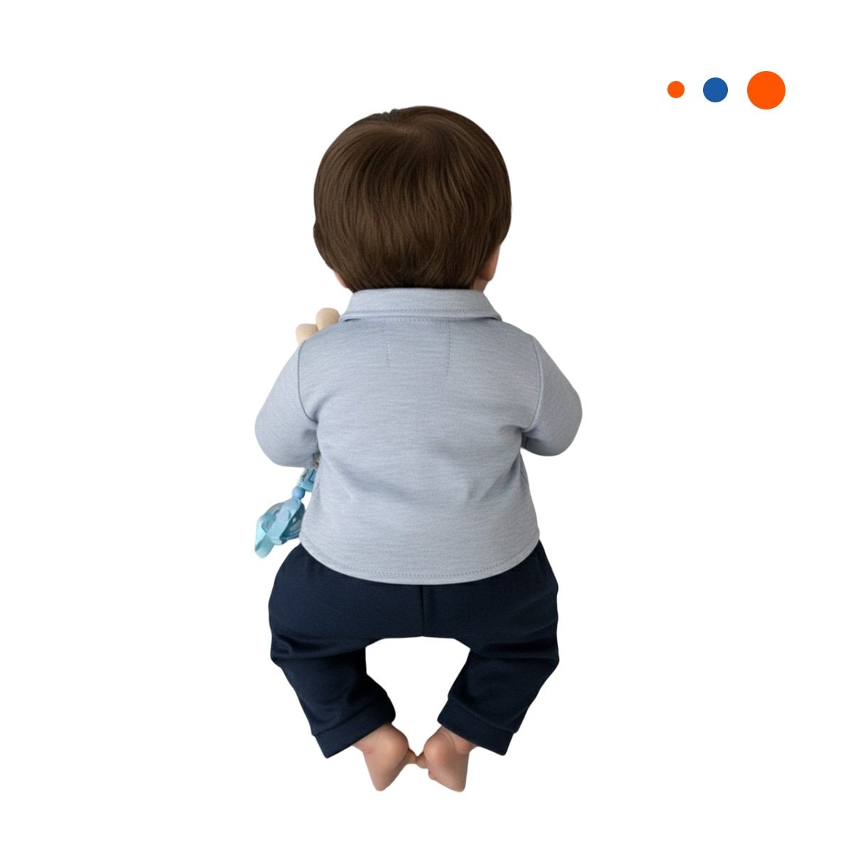 PEQUEÑO COMPAÑERO 48CM CON ROPA FORMAL PLOMO Y AZUL NOCHE EN DOMICILIO Y+REGALO STICKER - 3