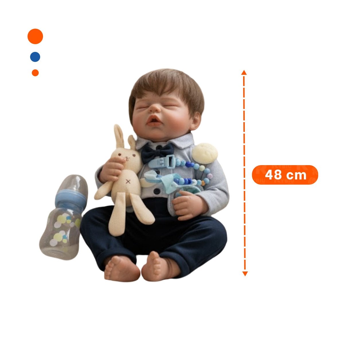 PEQUEÑO COMPAÑERO 48CM CON ROPA FORMAL PLOMO Y AZUL NOCHE EN DOMICILIO Y+REGALO STICKER - 4