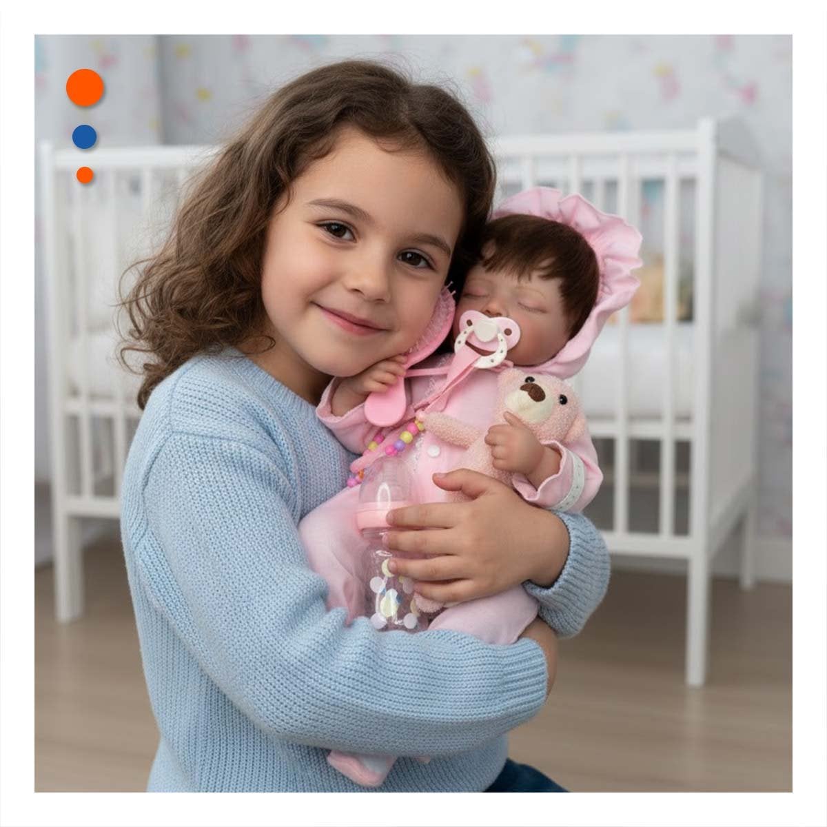 MUÑECA REALISTA 48CM CON ENTERIZO Y GORRO ROSADO CON DETALLES DE CALIDAD - 1