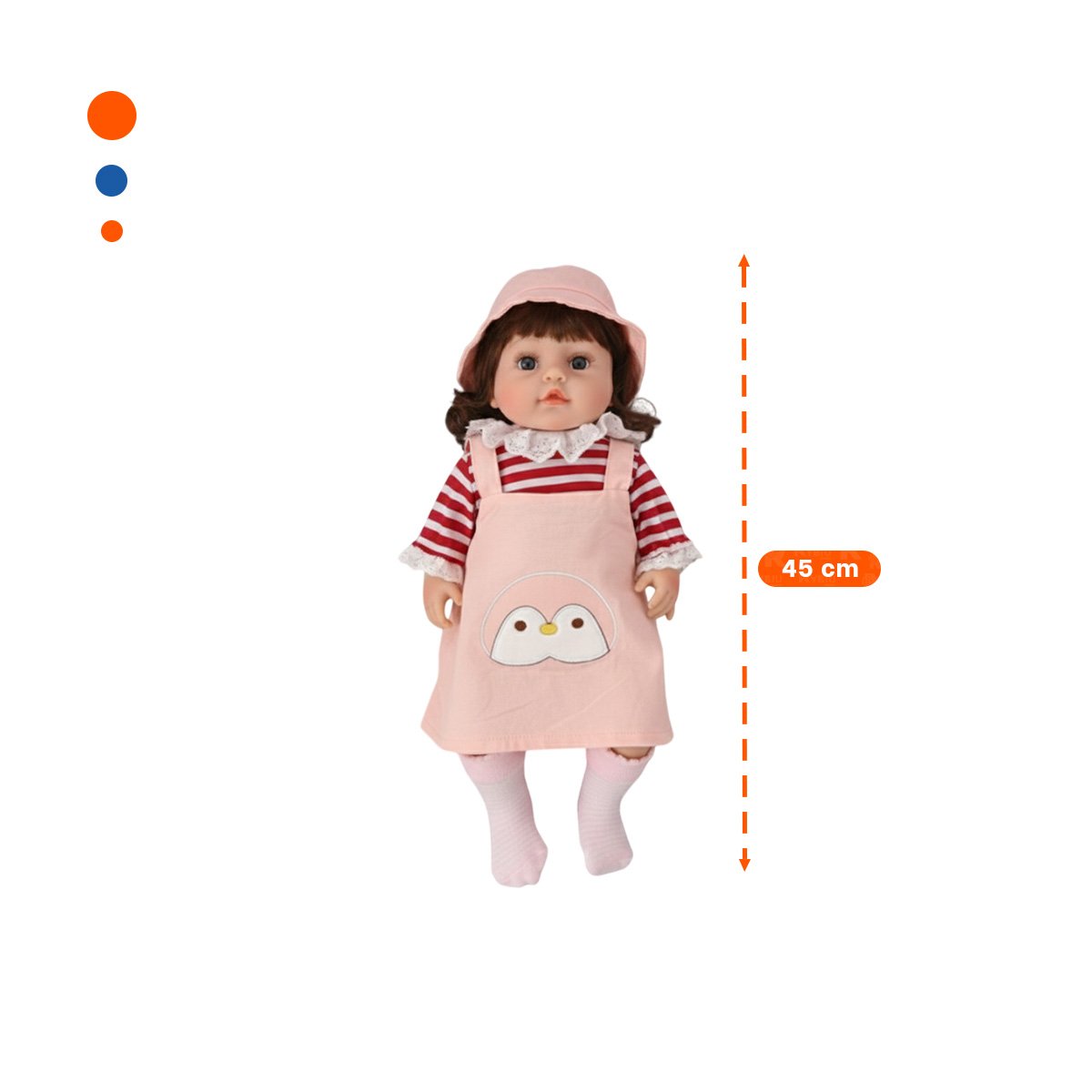 PACK2 ATUENDO DE MODA OVEROL CON SOMBRERO Y POLO RAYAS ROSADO 45CM Y+PAPEL REGALO - 4