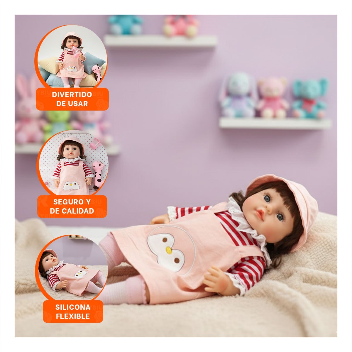 PACK2 ATUENDO DE MODA OVEROL CON SOMBRERO Y POLO RAYAS ROSADO 45CM Y+PAPEL REGALO - 5