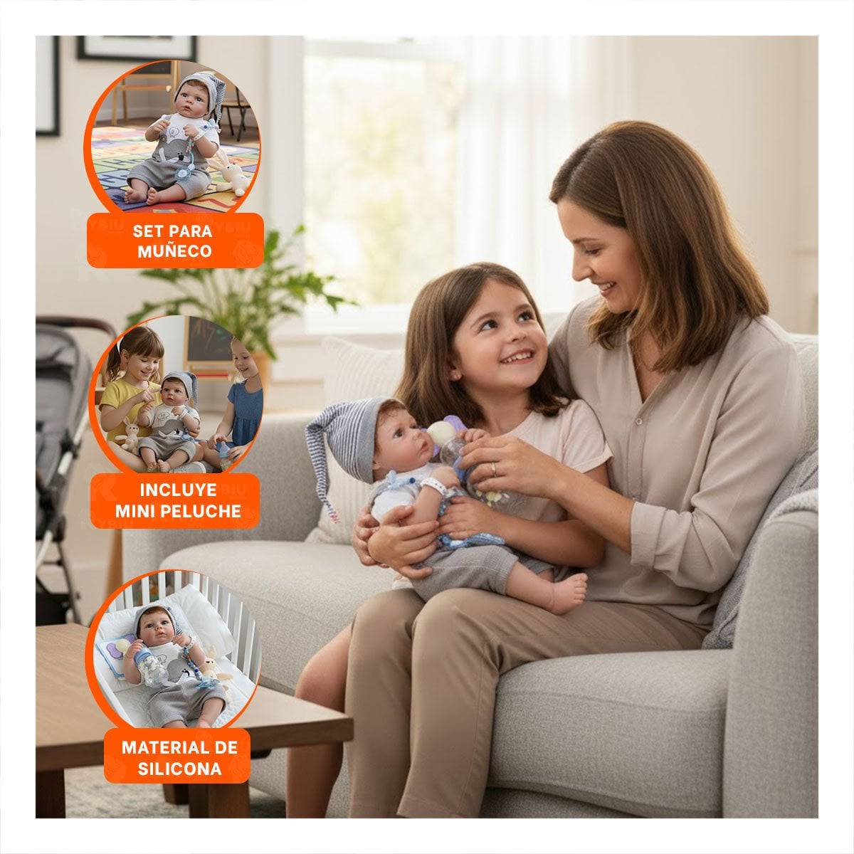 PACK2 PEQUEÑO COMPAÑERO 48CM CON POLO OSITO Y GORRO PLOMO PARA TODOS LOS PADRES Y+PAPEL REGALO - 5