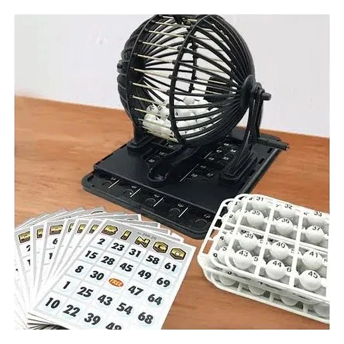 PACK2 ENTRETENIMIENTO NEO GRANDE DE BINGO PLASTICO Y METAL NEGRO PARA HOGAR Y+PAPEL REGALO - 2