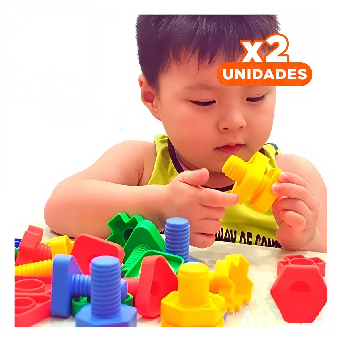 PACK2 COLECCION ESCOLAR PARA ENSAMBLAR MULTICOLOR CON TUERCAS Y TORNILLOS Y+REGALO STICKER - 1