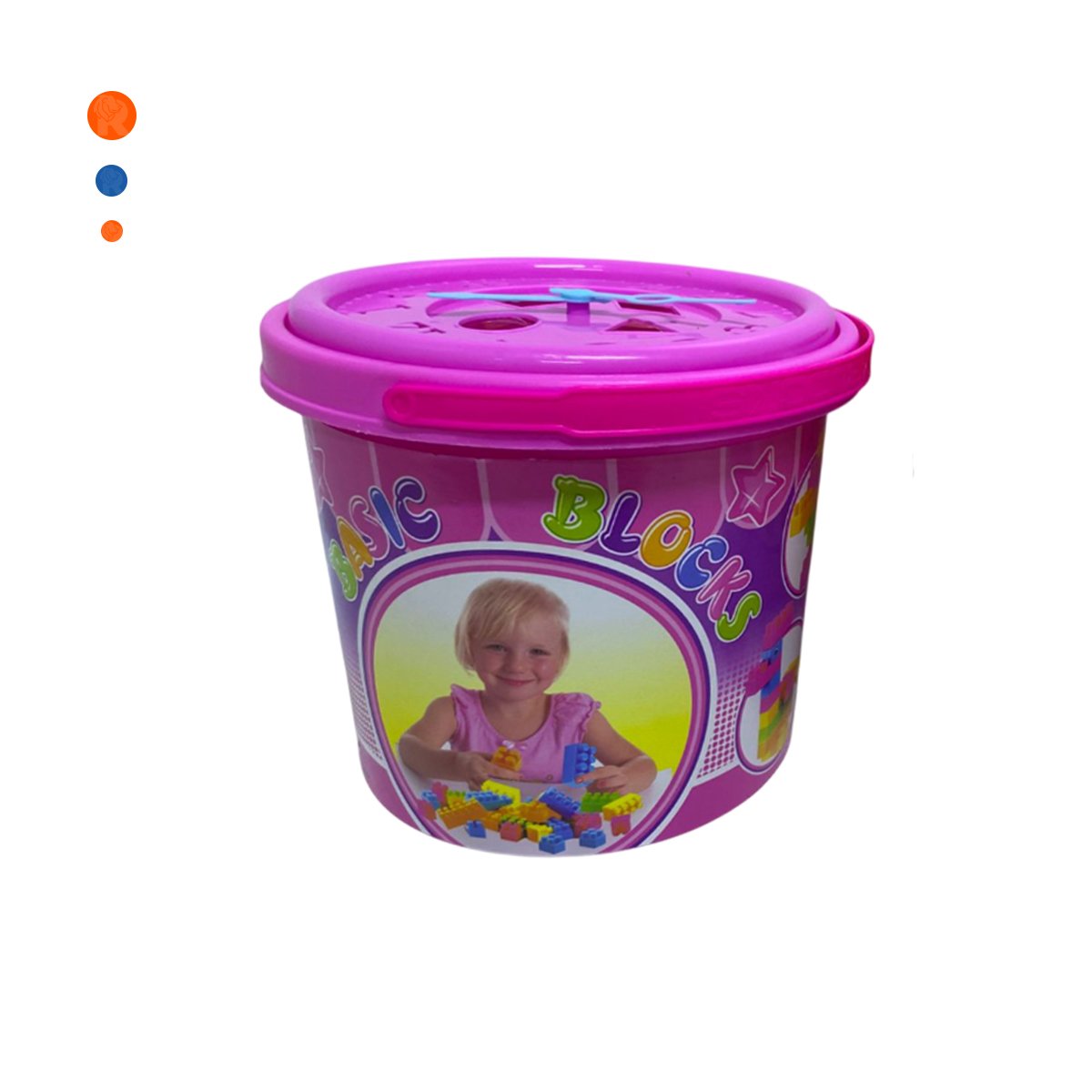PACK2 BLOQUES PARA APRENDIZAJE INFANTIL 100 PIEZAS MULTICOLOR ROSADO EN BALDE Y+REGALO STICKER - 2