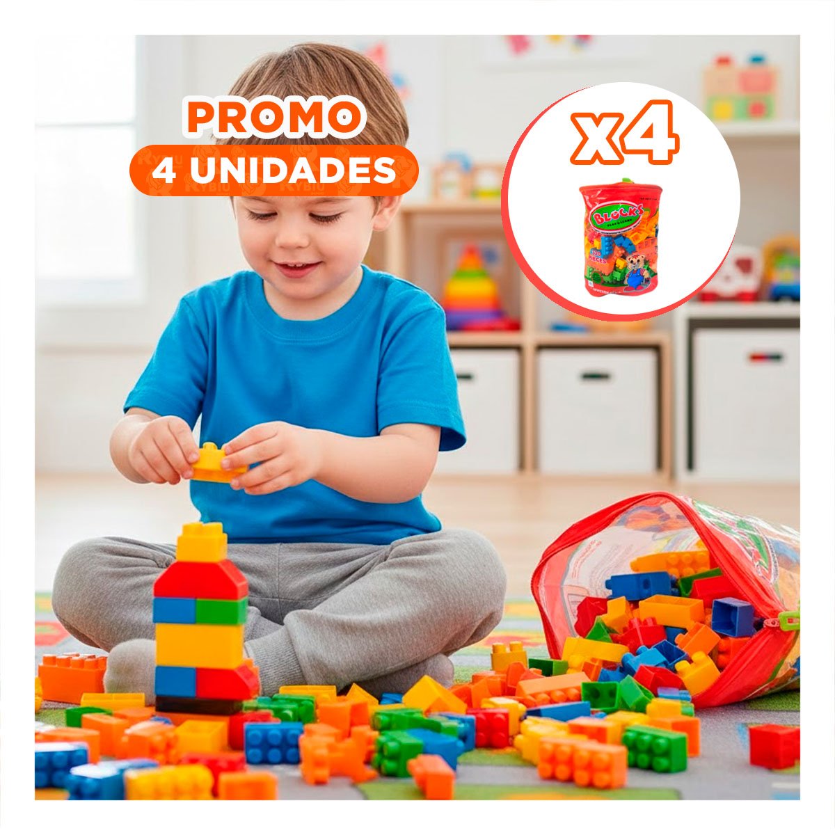 PACK4 BLOQUERIA CREATIVA MULTICOLOR EN BOLSA PARA JUEGO Y DIVERSION EN HOGAR - 1