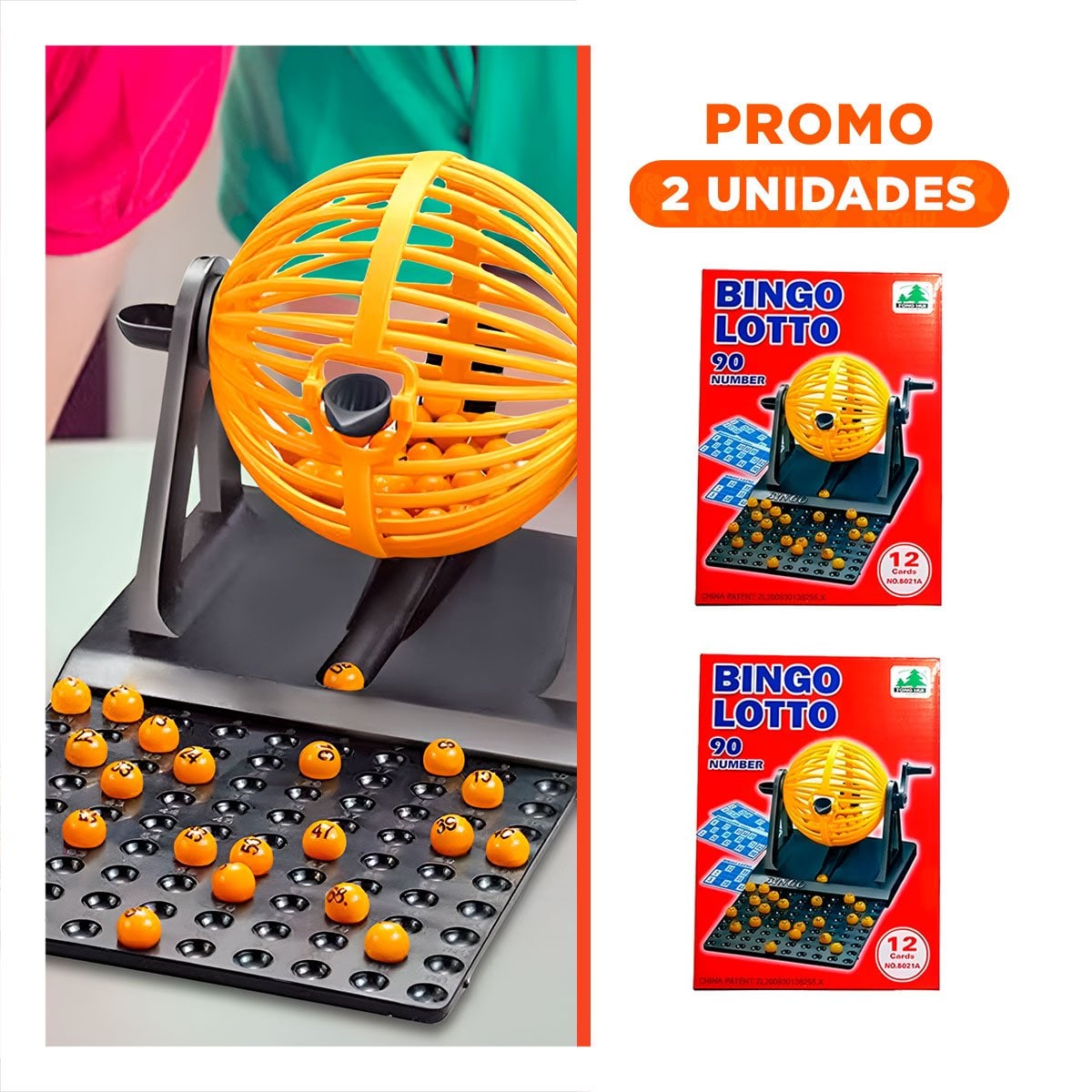 PACK2 KIT FAMILIAR BINGO LOTTO 90 NUMEROS CON 12 CARTAS ROJO PARA REUNIONES - 1