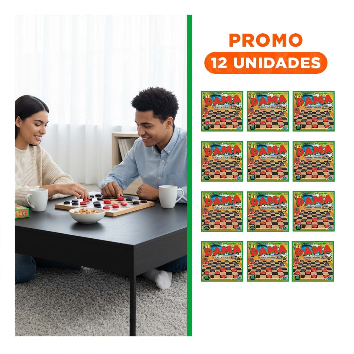 PACK12 EDICION DE MESA DAMA PARA DIVERSION Y JUEGOS EN CASA Y+REGALO STICKER - 1