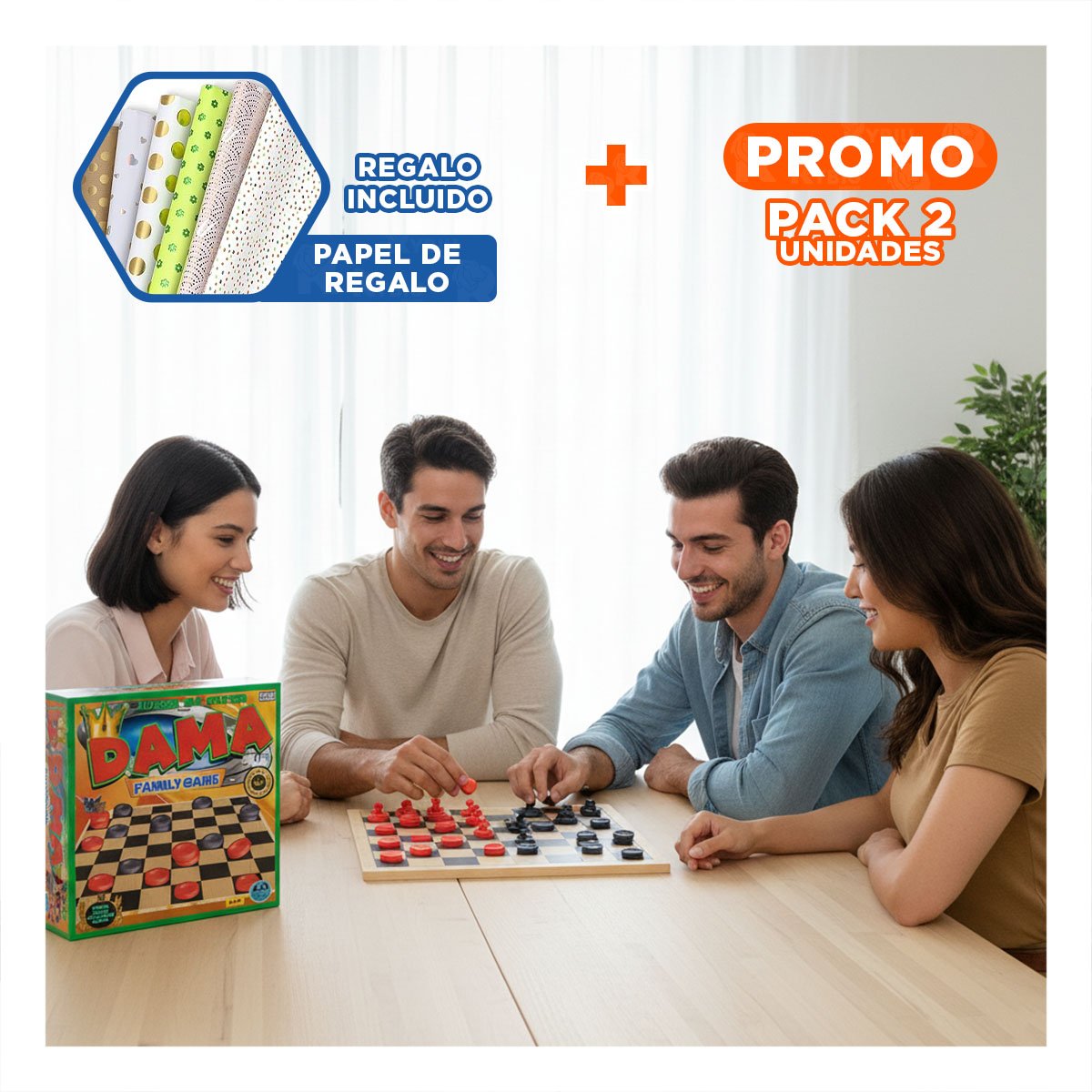 PACK2 ARTICULO DE MESA DAMA CLASICO PARA JUEGOS EN CASA Y+PAPEL REGALO - 1