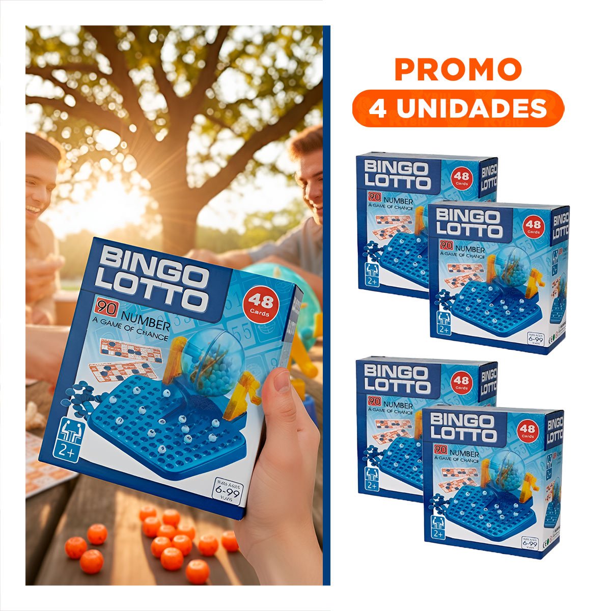 PACK4 RECREACION FAMILIAR CON 90 NUMEROS Y 48 CARTAS CELESTE PARA FAMILIA Y+REGALO STICKER - 1