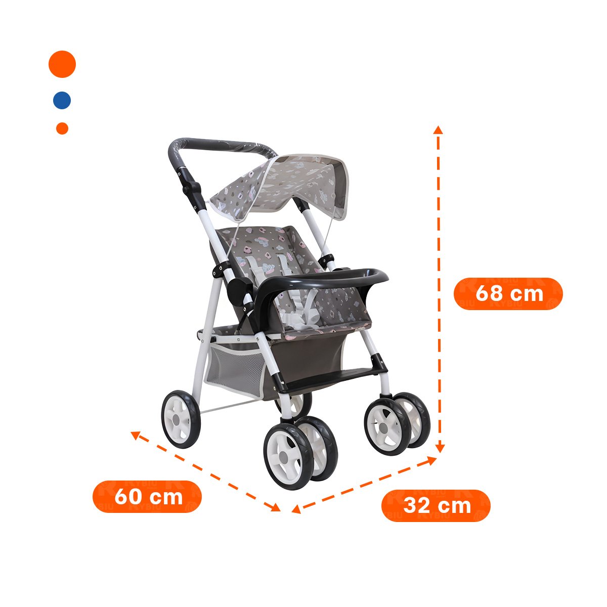CARRO INFANTIL DE ELEFANTE CON NUBES Y GLOBOS PARA JUEGO EN CASA 68CM NEGRO - 4