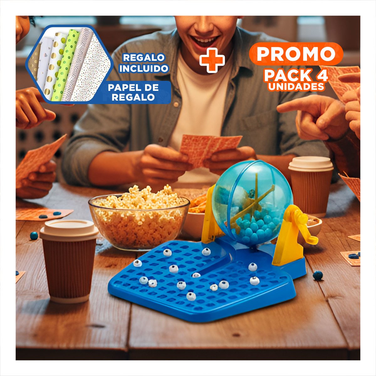 PACK4 PLAN FAMILIAR CON 90 NUMEROS Y 48 CARTAS COLOR CELESTE PARA HOGAR Y+PAPEL REGALO - 1