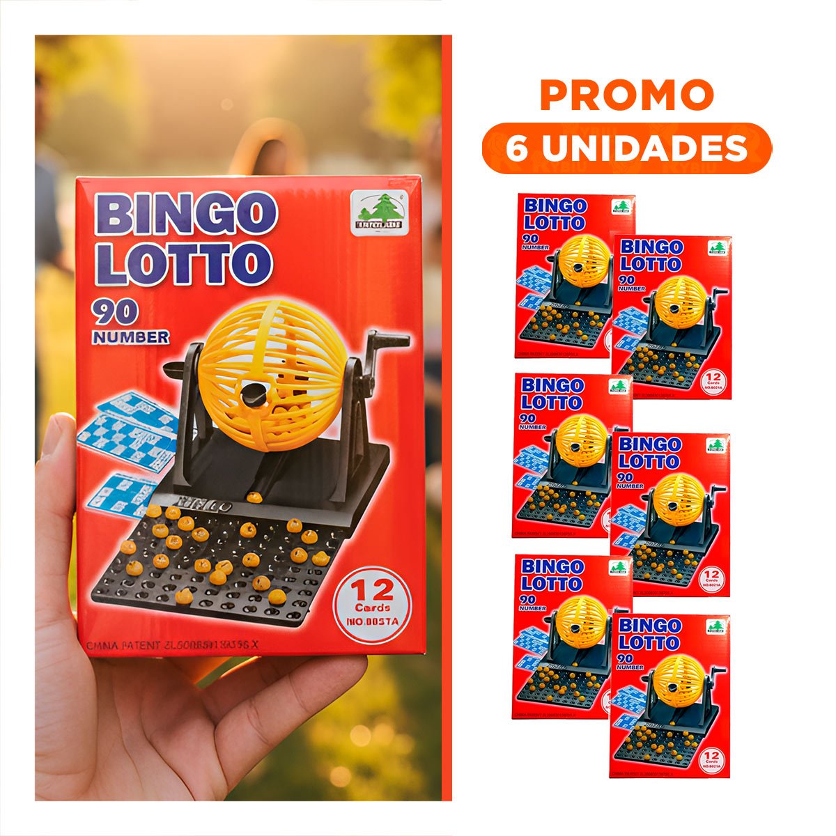 PACK6 PACK CLASICO BINGO LOTTO 90 NUMEROS CON 12 CARTAS ROJO PARA HOGAR - 1